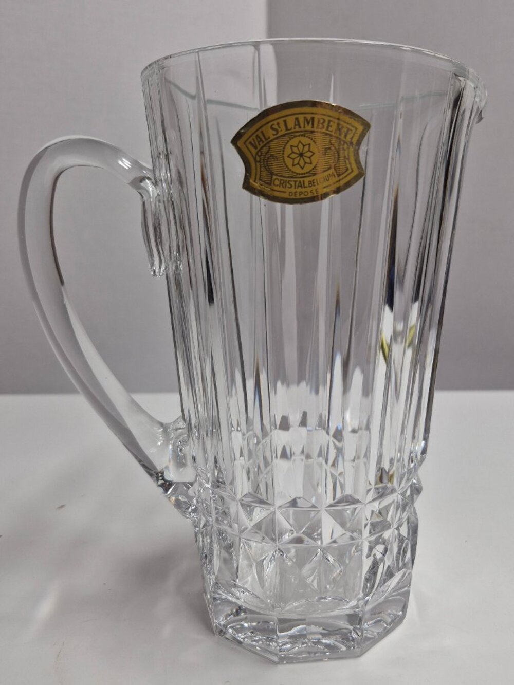 Vintage Val St Lambert Belgian Crystal Pitcher
